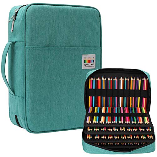 JAKAGO Federmäppchen Große Kapazität für 300 Stifte Aufbewahrung Buntstifte,Wasserdicht Pencil Case Schreibwaren Organizer für Malstifte Künstler Pinsel Fineliner Textmarker（Grün） von JAKAGO