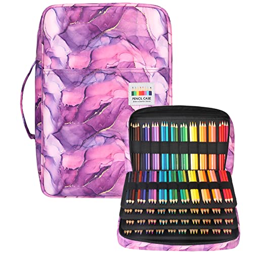 JAKAGO Federmäppchen Große Kapazität für 300 Stifte Aufbewahrung Buntstifte,Wasserdicht Pencil Case Schreibwaren Organizer für Malstifte Künstler Pinsel Fineliner Textmarker（M-Purple） von JAKAGO