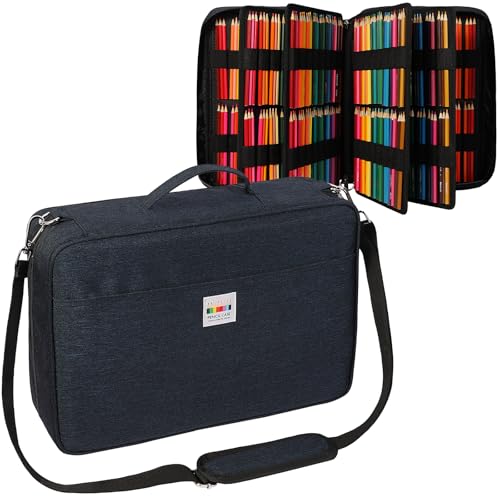 JAKAGO Federmäppchen mit großer Kapazität für 480 Buntstifte,Wasserdicht Stifttasche Schreibwaren Organizer für Malstifte Künstler Pinsel Fineliner Textmarker Geschenk (Blue) von JAKAGO