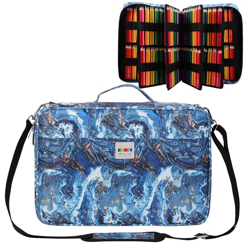 JAKAGO Federmäppchen mit großer Kapazität für 480 Buntstifte,Wasserdicht Stifttasche Schreibwaren Organizer für Malstifte Künstler Pinsel Fineliner Textmarker Geschenk für Kunststudenten（LSgold） von JAKAGO