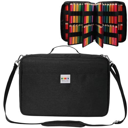 JAKAGO Federmäppchen mit großer Kapazität für 480 Buntstifte,Wasserdicht Stifttasche Schreibwaren Organizer für Malstifte Künstler Pinsel Fineliner Textmarker Geschenk für Kunststudenten（Schwarz） von JAKAGO