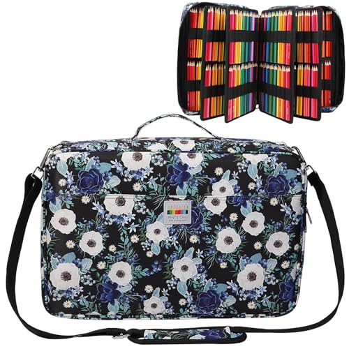 JAKAGO Federmäppchen mit großer Kapazität für 480 Buntstifte,Wasserdicht Stifttasche Schreibwaren Organizer für Malstifte Künstler Pinsel Fineliner Textmarker Geschenk für Kunststudenten（Anemone） von JAKAGO