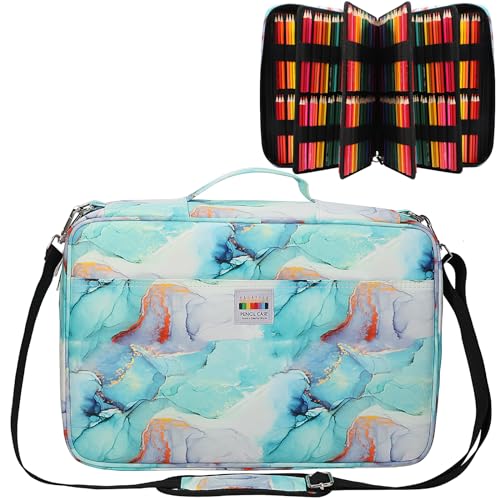 JAKAGO Federmäppchen mit großer Kapazität für 480 Buntstifte,Wasserdicht Stifttasche Schreibwaren Organizer für Malstifte Künstler Pinsel Fineliner Textmarker Geschenk für Kunststudenten（M-Green） von JAKAGO