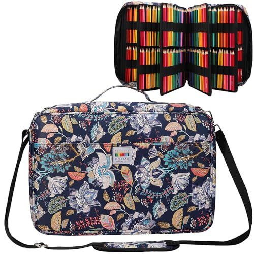 JAKAGO Federmäppchen mit großer Kapazität für 480 Buntstifte,Wasserdicht Stifttasche Schreibwaren Organizer für Malstifte Künstler Pinsel Fineliner Textmarker Geschenk für Kunststudenten（R-Flower） von JAKAGO