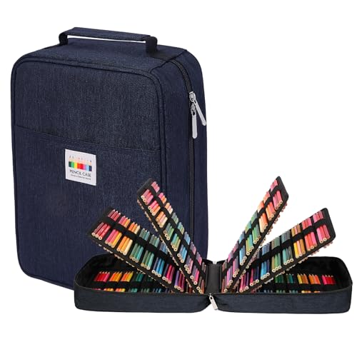 JAKAGO Große Federmäppchen XXL mit 270 Schlitze Stifte Aufbewahrung, Wasserdichtes Stiftetasche für Aquarellstifte & Marker & Gelstifte (Blue) von JAKAGO