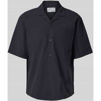 JAKE*S STUDIO MEN Freizeithemd mit Druckknopfleiste in Metallic Blue, Größe M von JAKE*S STUDIO MEN