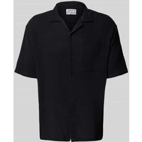 JAKE*S STUDIO MEN Freizeithemd mit Knopfleiste in Black, Größe S von JAKE*S STUDIO MEN