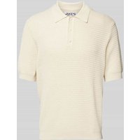 JAKE*S STUDIO MEN Poloshirt aus Viskose-Mix mit Strukturmuster in Ecru, Größe XXL von JAKE*S STUDIO MEN