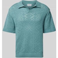 JAKE*S STUDIO MEN Poloshirt mit V-Ausschnitt in Helltuerkis, Größe L von JAKE*S STUDIO MEN