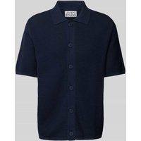 JAKE*S STUDIO MEN Regular Fit Poloshirt mit Lochmuster in Marine, Größe XL von JAKE*S STUDIO MEN