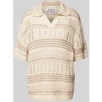 JAKE*S STUDIO MEN Regular Fit Poloshirt mit Lochmuster in Offwhite, Größe XL von JAKE*S STUDIO MEN