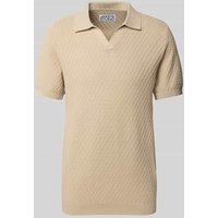 JAKE*S STUDIO MEN Regular Fit Poloshirt mit Strukturmuster in Taupe, Größe L von JAKE*S STUDIO MEN