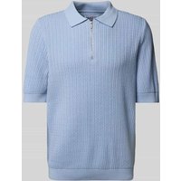 JAKE*S STUDIO MEN Regular Fit Poloshirt mit Zopfmuster in Eisblau, Größe S von JAKE*S STUDIO MEN