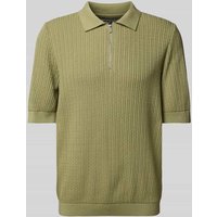 JAKE*S STUDIO MEN Regular Fit Poloshirt mit Zopfmuster in Hellgruen, Größe S von JAKE*S STUDIO MEN