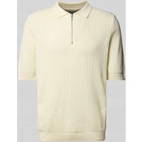JAKE*S STUDIO MEN Regular Fit Poloshirt mit Zopfmuster in Offwhite, Größe XXL von JAKE*S STUDIO MEN