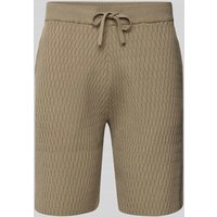 JAKE*S STUDIO MEN Regular Fit Shorts mit Strukturmuster in Mud, Größe XL von JAKE*S STUDIO MEN