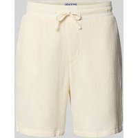 JAKE*S STUDIO MEN Regular Fit Shorts mit elastischem Bund in Offwhite, Größe L von JAKE*S STUDIO MEN