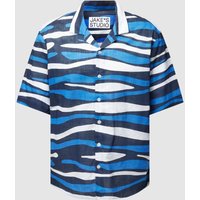 JAKE*S STUDIO MEN Relaxed Fit Freizeithemd mit Allover-Muster in Royal, Größe M von JAKE*S STUDIO MEN