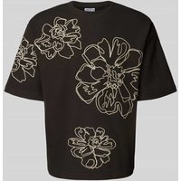 JAKE*S STUDIO MEN Relaxed Fit T-Shirt mit Rundhalsausschnitt in Dunkelbraun, Größe L von JAKE*S STUDIO MEN