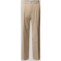 JAKE*S STUDIO MEN Straight Leg Hose mit Bundfalten in Khaki, Größe S von JAKE*S STUDIO MEN