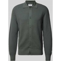 JAKE*S STUDIO MEN Strickjacke mit Strukturmuster in Dunkelgrau, Größe XXL von JAKE*S STUDIO MEN