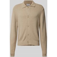 JAKE*S STUDIO MEN Strickjacke mit Umlegekragen Modell in Stein, Größe XXL von JAKE*S STUDIO MEN