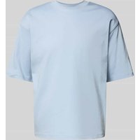 JAKE*S STUDIO MEN T-Shirt aus Bio-Baumwolle mit geripptem Rundhalsausschnitt in Eisblau, Größe XXL von JAKE*S STUDIO MEN