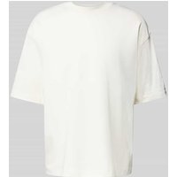 JAKE*S STUDIO MEN T-Shirt aus Bio-Baumwolle mit geripptem Rundhalsausschnitt in Offwhite, Größe XXL von JAKE*S STUDIO MEN