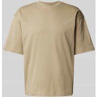 JAKE*S STUDIO MEN T-Shirt mit geripptem Rundhalsausschnitt in Mud, Größe XXXL von JAKE*S STUDIO MEN