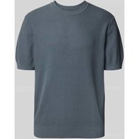 JAKE*S STUDIO MEN T-Shirt mit gerippten Abschlüssen in Rauchblau, Größe XXL von JAKE*S STUDIO MEN
