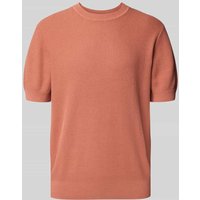 JAKE*S STUDIO MEN T-Shirt mit gerippten Abschlüssen in Rostrot, Größe XXL von JAKE*S STUDIO MEN
