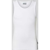 JAKE*S STUDIO MEN Tanktop mit Rundhalsausschnitt und Label-Detail in Weiss, Größe XXL von JAKE*S STUDIO MEN