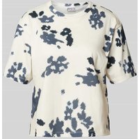 JAKE*S STUDIO WOMAN Cropped T-Shirt mit geripptem Rundhalsausschnitt in Jeansblau, Größe XL von JAKE*S STUDIO WOMAN