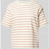 JAKE*S STUDIO WOMAN Cropped T-Shirt mit geripptem Rundhalsausschnitt in Terra, Größe XL von JAKE*S STUDIO WOMAN