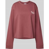 JAKE*S STUDIO WOMAN Longsleeve in Ripp-Optik mit Rundhalsausschnitt in Mauve, Größe L von JAKE*S STUDIO WOMAN