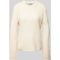 JAKE*S STUDIO WOMAN Oversized Strickpullover mit Lochmuster in Ecru, Größe L von JAKE*S STUDIO WOMAN