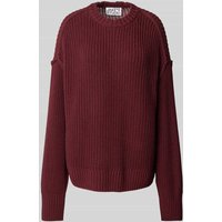 JAKE*S STUDIO WOMAN Oversized Strickpullover mit Strukturmuster in Dunkelrot, Größe L von JAKE*S STUDIO WOMAN