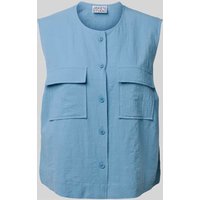 JAKE*S STUDIO WOMAN Regular Fit Blusentop mit Brustpattentaschen in Eisblau, Größe 38 von JAKE*S STUDIO WOMAN