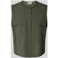 JAKE*S STUDIO WOMAN Regular Fit Blusentop mit Brustpattentaschen in Khaki, Größe 40 von JAKE*S STUDIO WOMAN