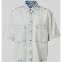 JAKE*S STUDIO WOMAN Regular Fit Jeansbluse mit aufgesetzten Brusttaschen in Rauchblau, Größe 34 von JAKE*S STUDIO WOMAN