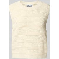 JAKE*S STUDIO WOMAN Stricktop mit Strukturmuster in Ecru, Größe XS von JAKE*S STUDIO WOMAN