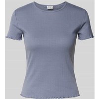 JAKE*S STUDIO WOMAN T-Shirt mit Rundhalsausschnitt und Wellensaum in Jeansblau, Größe XL von JAKE*S STUDIO WOMAN