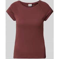 JAKE*S STUDIO WOMAN T-Shirt mit geripptem Rundhalsausschnitt in Rostrot, Größe XL von JAKE*S STUDIO WOMAN