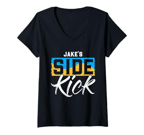 Damen Jake's Side Kick T-Shirt mit dem Namen Jake T-Shirt mit V-Ausschnitt Damen Jake's Side Kick T-Shirt mit dem Namen Jake T-Shirt mit V-Ausschnitt von JAKE Designs By AKOKAY