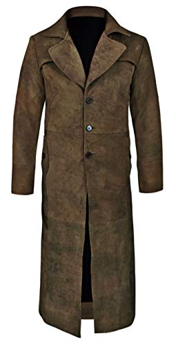 JAKLEZ Leder Mantel Für Männer - Ledermantel Herren - Klassischer Ledermantel Herren Lang - Leder Leder Trenchcoat Herren (DE/NL/SE/PL, Alphanumerisch, XL, Regular, Regular, Leichter Trenchcoat) von JAKLEZ