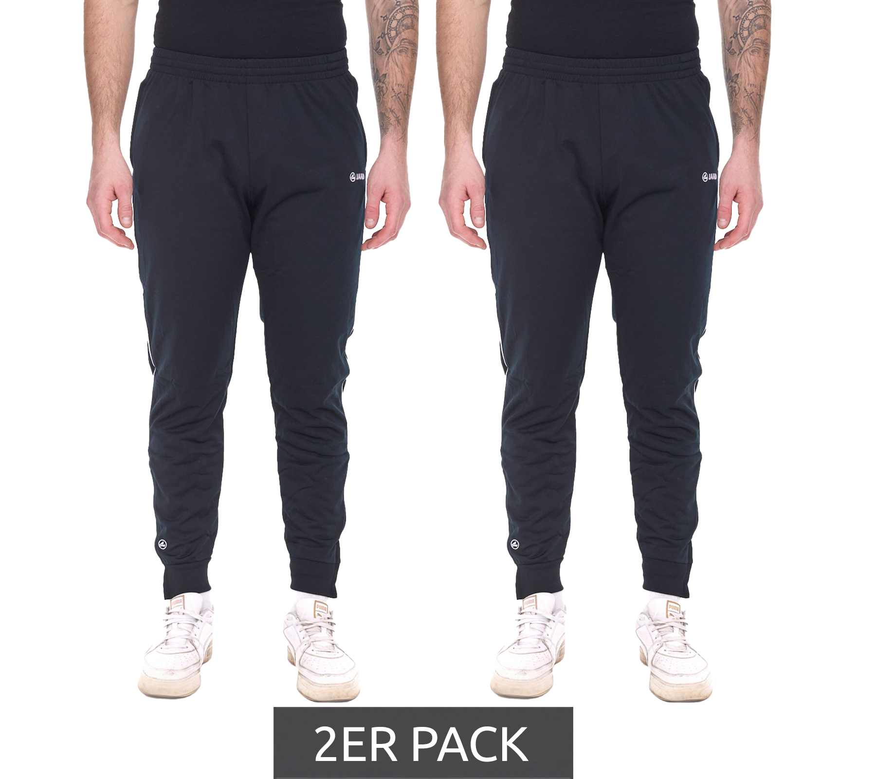 2er Sparpack JAKO Attak 2.0 Herren Jogging-Hose mit Interlock-Gewebe Fitness-Hose Sport-Hose 9272-08 Schwarz von JAKO