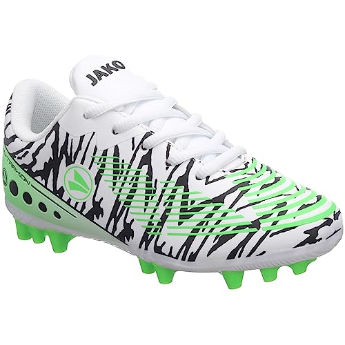 JAKO Fußballschuh Animal White/neon Green (eu_Footwear_Size_System, Big_Kid, Numeric, medium, Numeric_35) von JAKO