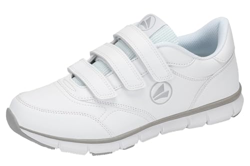 Jako J-BL Comfy V Damen Sportschuh aus Kunstleder in Weiß mit 3 Fach Klettverschluss. weiß/grau Gr. 37 von JAKO