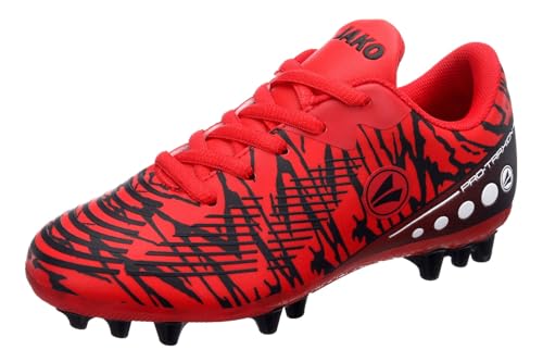 JAKO Kinder Unisex Fußball Schuhe Training Sport Fussballschuhe für Rasen mit Noppen & SenseTouch Oberfläche J-SFG Take in Rot/Schwarz in Größe 37 von JAKO