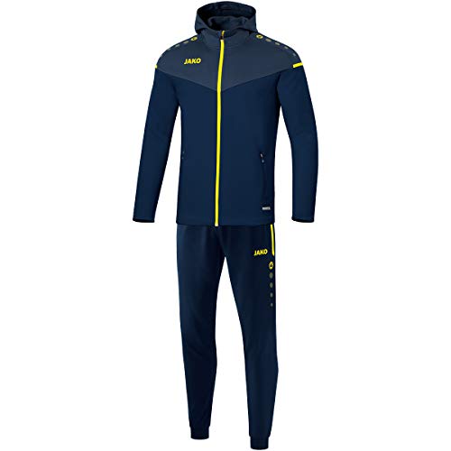 Jako Herren Trainingsanzug Polyester Champ 2.0 mit Kapuze, Marine/Darkblue/Neongelb, L, M9420 von JAKO